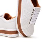Tênis Casual Helena Branco Branco C/ Caramelo