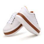 Tênis Casual Helena Branco Branco C/ Caramelo