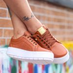 Tênis Casual Flat Amarrar Glitter DK Shoes Off White Couro Legítimo