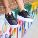 Tênis Casual Flat Amarrar Glitter DK Shoes Off White Couro Legítimo