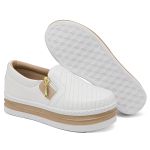 SlipOn Feminino Ziper Lateral DK Shoes Branco Rose
