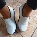 Tênis Slip on Zíper Costura Frontal Sola alta Dk Shoes Branco Azul