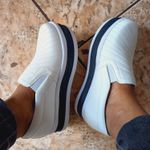 Tênis Slip on Zíper Costura Frontal Sola alta Dk Shoes Branco Azul