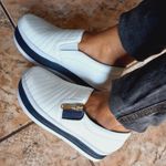 Tênis Slip on Zíper Costura Frontal Sola alta Dk Shoes Branco Azul