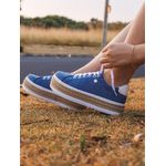 Tênis Plataforma Strass DK Shoes Jeans claro Corda Sisal