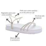 Sandália Rasteira Feminina DalilahShop | Tiras Finas com Pedrarias Coloridas e Brilho Intenso | Confortável, Moderna e Elegante | Ideal para Looks Casuais e Festas Preto