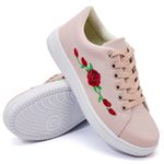 Tênis Siena Bordado Flor Dk Shoes Rosê