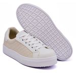 Tênis Casual Costura Matelassê Dk Shoes Branco e Bege