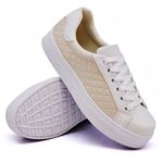 Tênis Casual Costura Matelassê Dk Shoes Branco e Bege