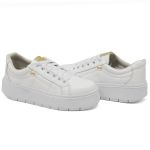 Tênis Casual Flat Amarrar Glitter DK Shoes Off White