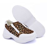 Tênis Slip On Dk shoes Zíperes Cores Chunky Branco Onça