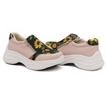 Tênis Slip On Zíperes Chunky Estampa Girassol DK Rosê