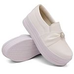 Tênis Slip On Dk Shoes Pérolas Plataforma Branco