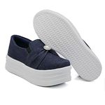 Tênis Slip On Dk Shoes Pérolas Plataforma Jeans Escuro