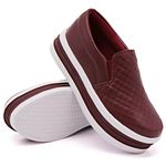 Tênis Dk Shoes Slip On Costura Matelassê Flat Form Bordo