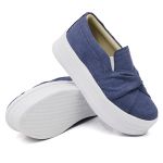 Tênis Slip On Nó Frontal Dk Shoes Flat Form Jeans Claro