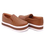 Tênis Slip On Costura Frontal Flat Form Dk Shoes Caramelo