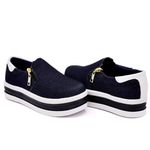 Tênis Feminino Dk Shoes Zíper Duas Cores Plataforma Jeans Escuro