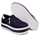 Tênis Feminino Dk Shoes Zíper Duas Cores Plataforma Jeans Escuro