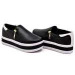 Tênis Feminino Dk Shoes Zíper Duas Cores Plataforma Preto