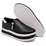 Tênis Feminino Dk Shoes Zíper Duas Cores Plataforma Preto