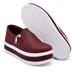Tênis Feminino Slip On Zíper Sola Alta DK Bordo