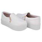Tênis Feminino Slip On Zíper Sola Alta DK Branco