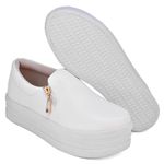 Tênis Feminino Slip On Zíper Sola Alta DK Branco