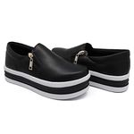 Tênis Feminino Slip On Zíper Sola Alta DK Preto