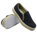 Tênis Slip On Zíper Detalhe Corda Dk Jeans Escuro