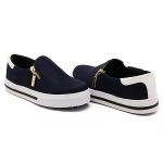 Tênis Feminino Slip On Dk Shoes Zíper Lateral Duas Cores Azul Escuro