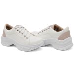 Tênis Casual Chunky com Cadarço DK Shoes Branco e Rose