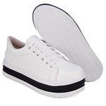 Tênis Siena Casual Flat Form Branco Listra Preta Dk Branco