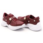 Tênis Feminino Casual Alto Chunky DK Shoes Pedrarias Bordo