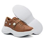 Tênis Feminino Casual Alto Chunky DK Shoes Pedrarias Caramelo