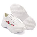 Tênis Chunky Sola Alta Casual Bordado Dk Shoes Branco