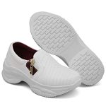 Tênis Chunky Casual Dkshoes Costura Frontal Branco detalhe Bordo