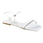 Sandália Rasteira Feminina Casual com Tiras e Ajuste Branco