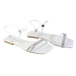 Sandália Rasteira Feminina Casual com Duas Tiras Delicadas Branca