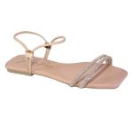 Sandália Rasteira Feminina Casual com Duas Tiras Delicadas Nude