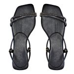 Sandália Rasteira Feminina Casual com Duas Tiras Delicadas Preto