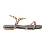 Sandália Rasteira Feminina Casual com Tiras E Pedras Delicadas Preto