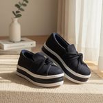 Tênis Slip On Nó Frontal Dk Shoes Flat Form Jeans Escuro