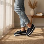 Tênis Slip On Nó Frontal Dk Shoes Flat Form Jeans Escuro