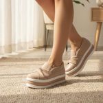 Tênis Slip On Calce Facil Nó Frontal Dk Shoes Flat Form Rose 