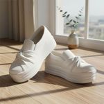 Tênis Slip On Calce Facil Nó Frontal Dk Shoes Flat Form Branco