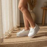 Tênis Slip On Calce Facil Nó Frontal Dk Shoes Flat Form Branco