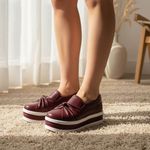 Tênis Slip On Nó Frontal Dk Shoes Flat Form Bordo