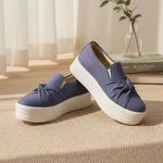 Tênis Slip On Nó Frontal Calce Fácil Dk Shoes Flat Form Jeans Claro