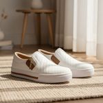 Tênis Slip On Zíper Iate Costura Frontal Calce Fácil Dk Shoes Branco